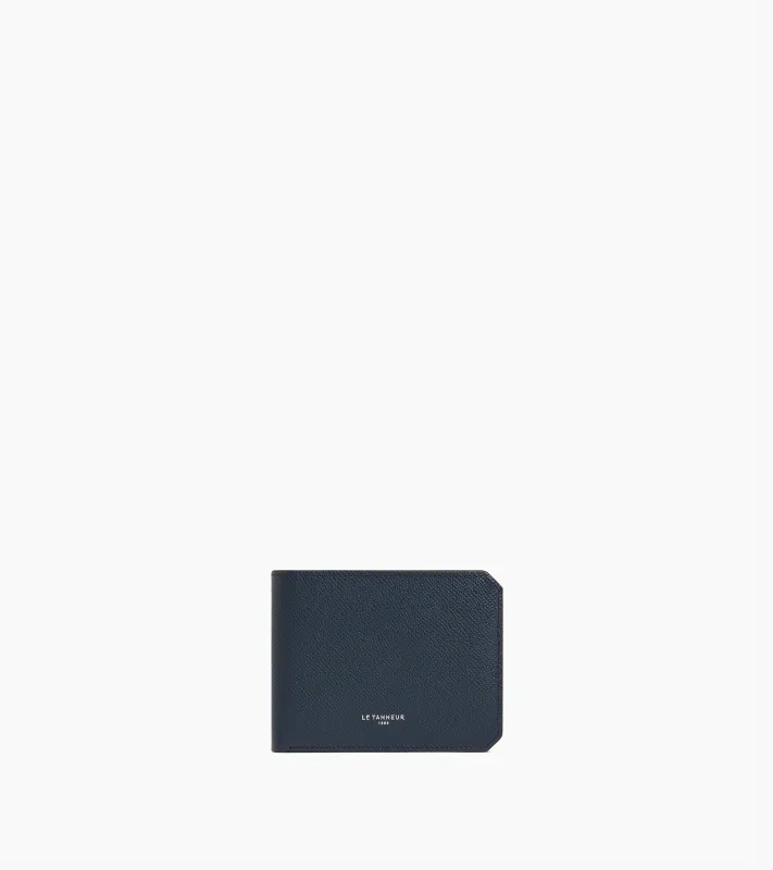Gaston horizontal wallet 2 flaps in cross grain leather sold by Le Tanneur