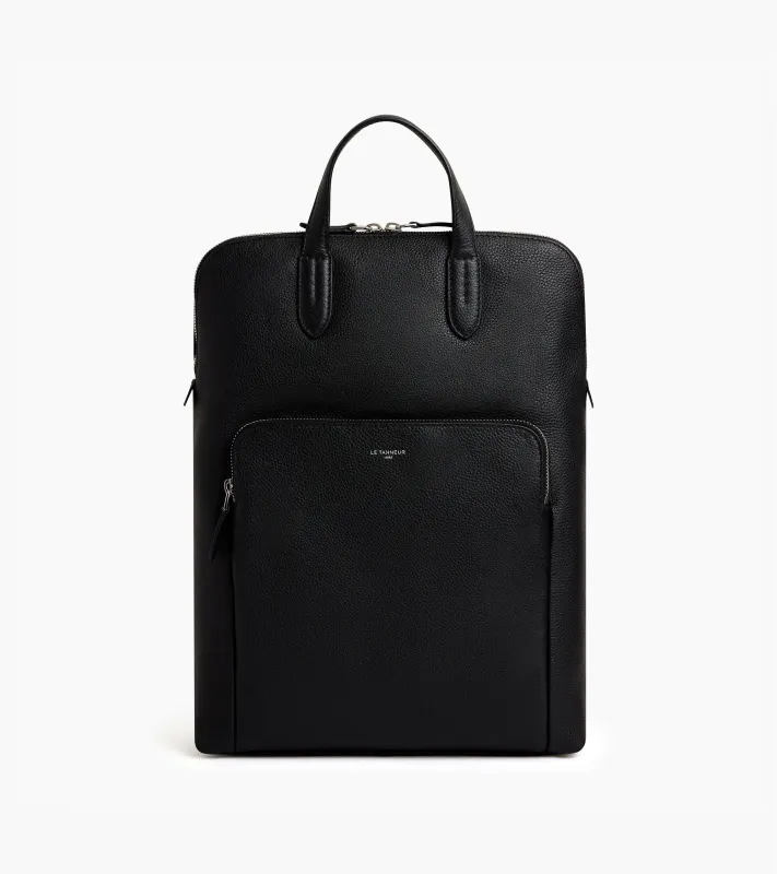 Sophie zipped business backpack in grained leather sold by Le Tanneur