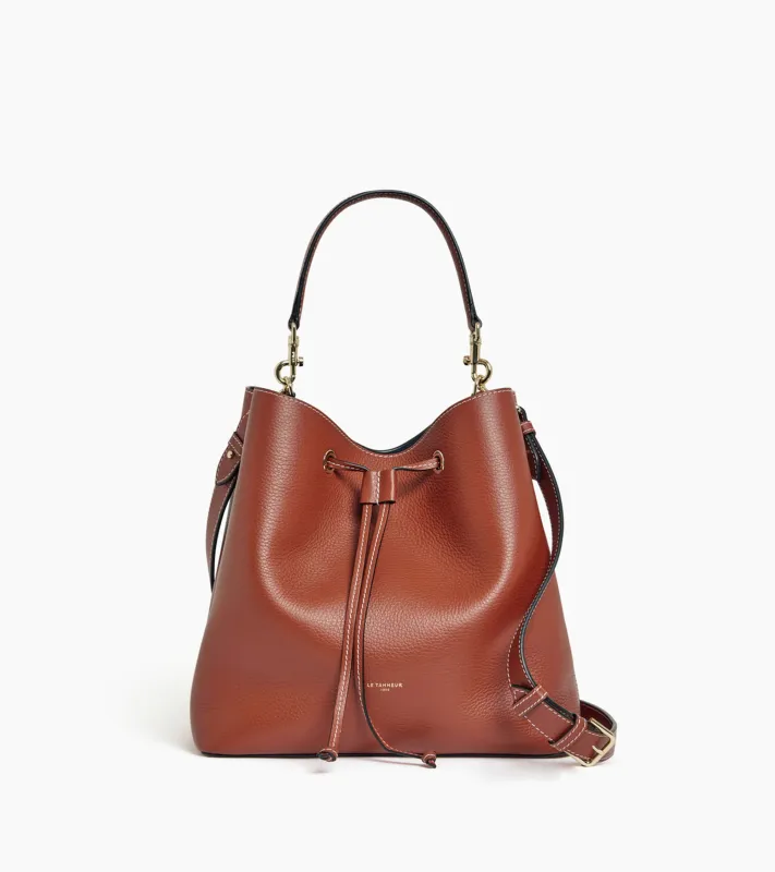 Louise large bucket bag in grained leather sold by Le Tanneur