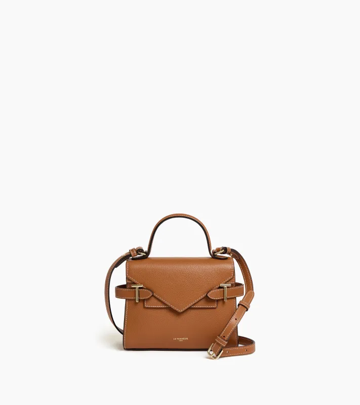 Emilie small handbag with double flap in grained leather sold by Le Tanneur