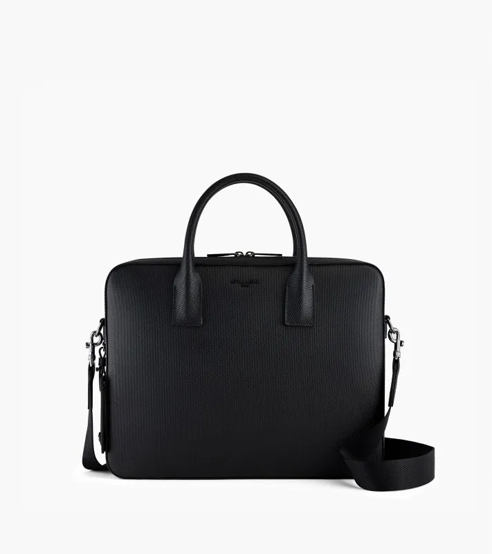 Emile slim 14" briefcase in signature t leather sold by Le Tanneur