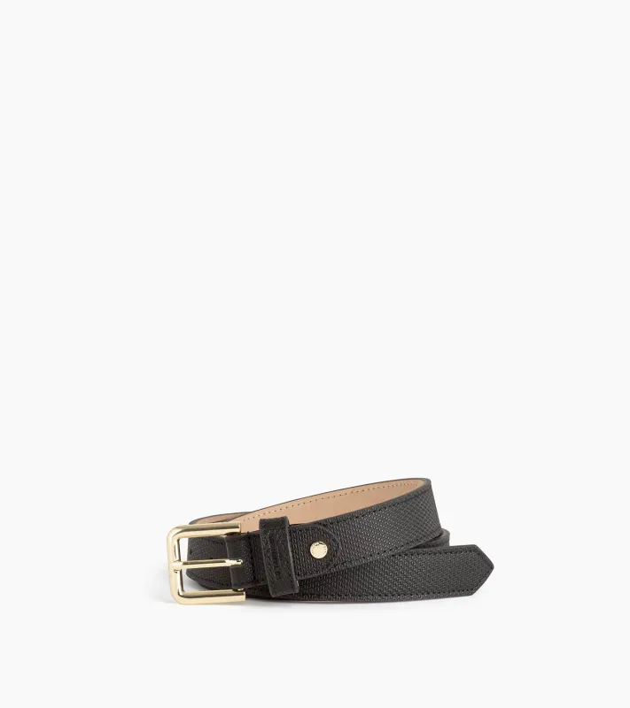 Women's belt with square buckle with t grain made by Le Tanneur