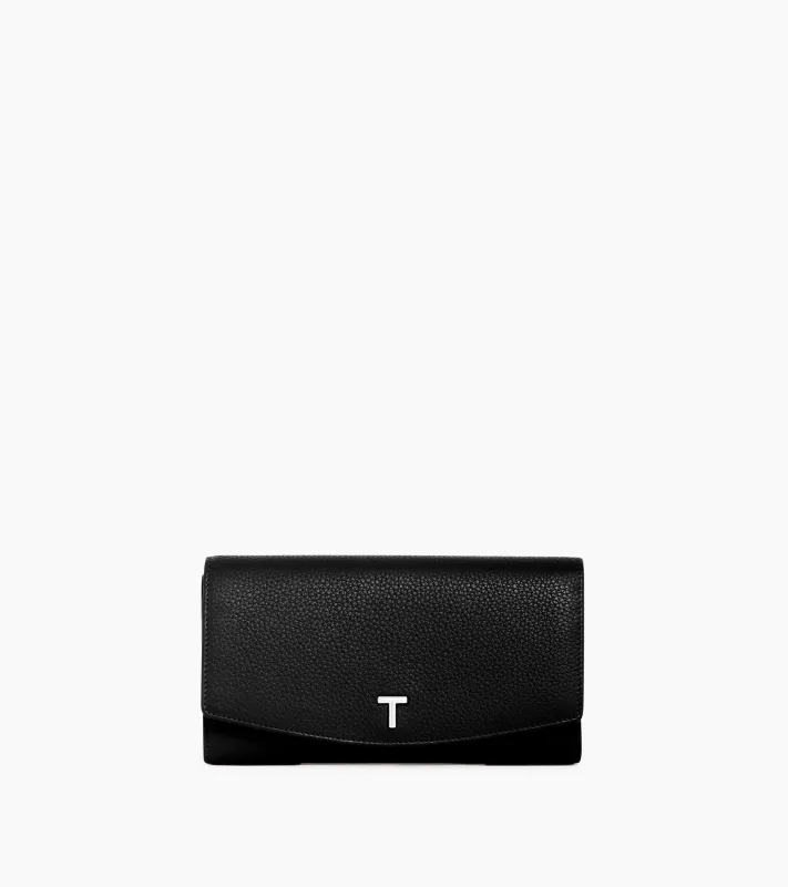 Large Romy flap wallet in grained leather sold by Le Tanneur