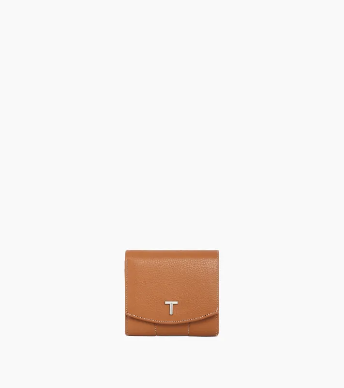 Romy coin case with flap closure in grained leather sold by Le Tanneur