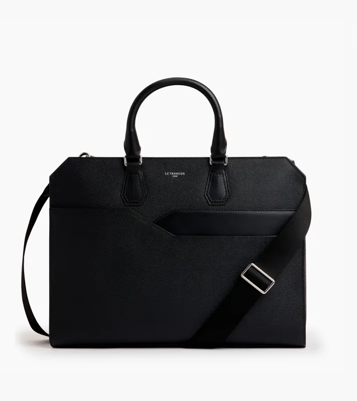 Gaston 15" briefcase in cross grain leather sold by Le Tanneur