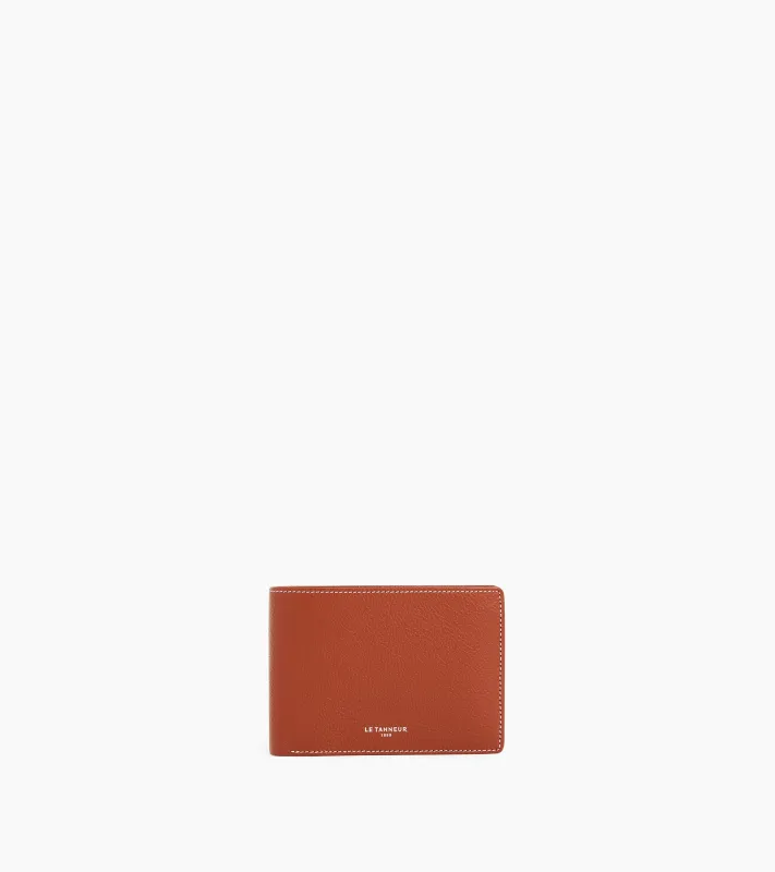 Emile flap wallet with 2 gussets in grained leather sold by Le Tanneur