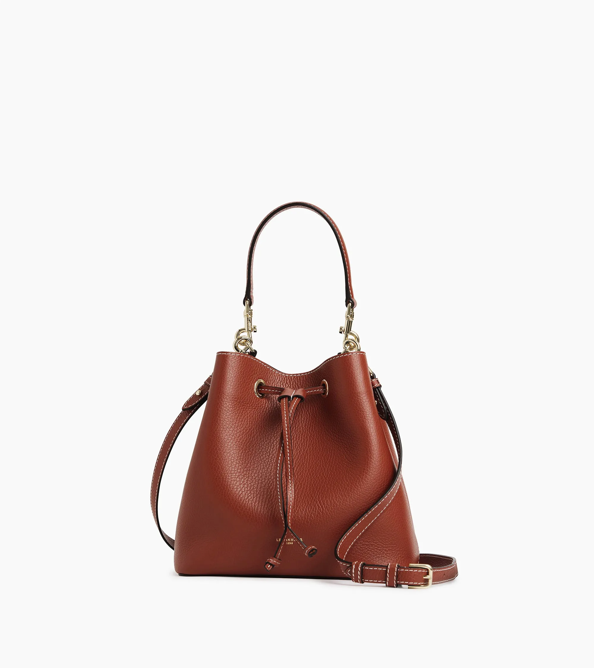 Louise bucket bag in grained leather sold by Le Tanneur