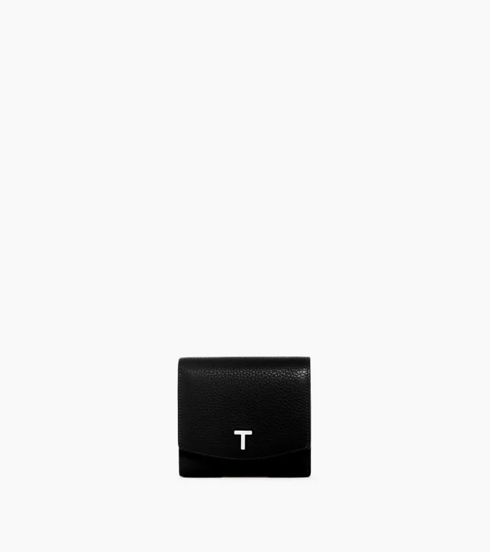 Romy coin case with flap closure in grained leather sold by Le Tanneur