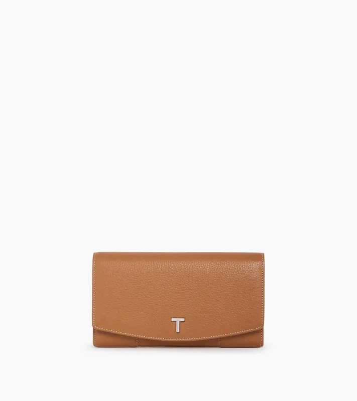 Large Romy flap wallet in grained leather sold by Le Tanneur