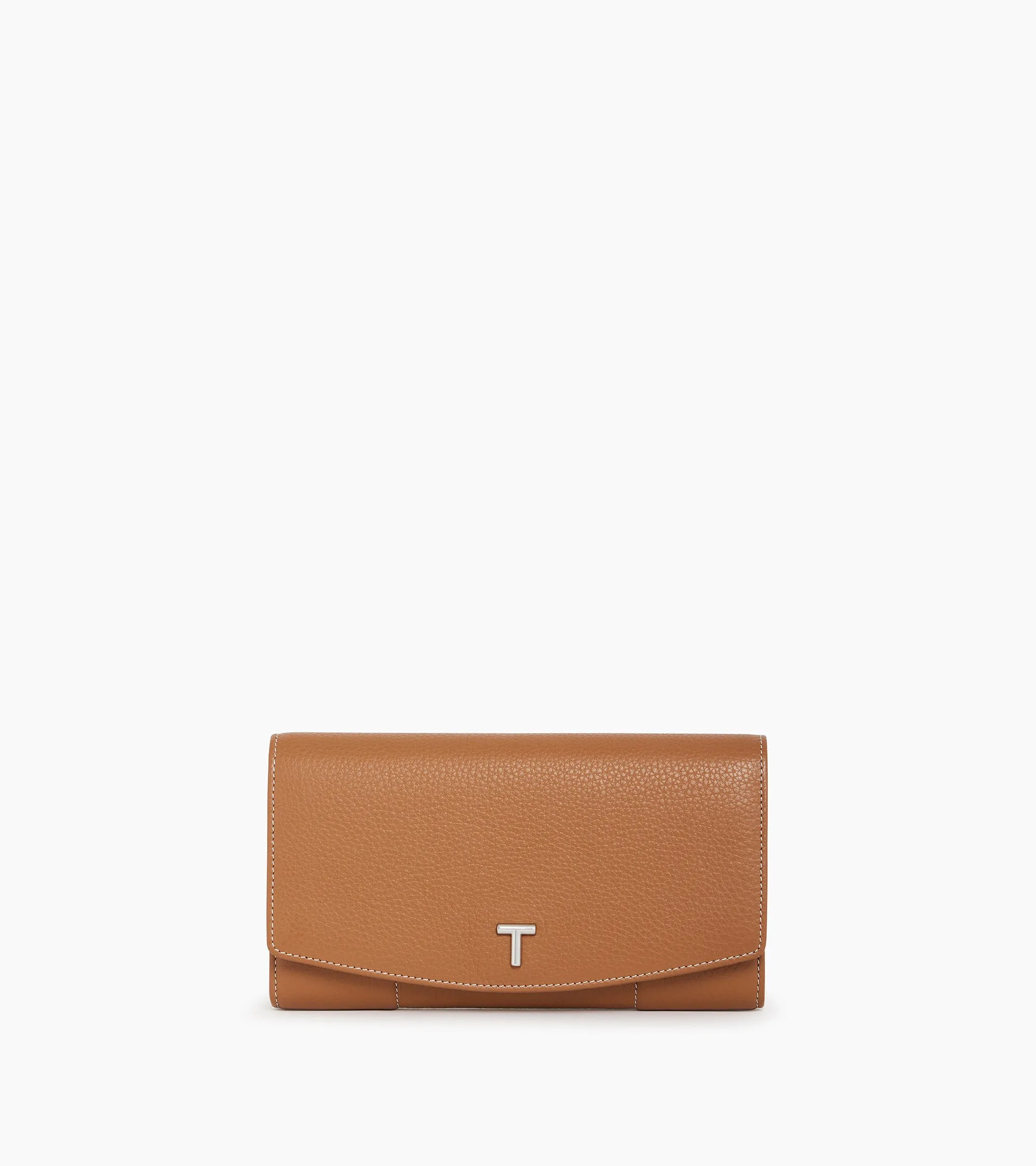 Large Romy flap wallet in grained leather sold by Le Tanneur