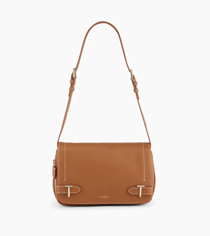 Simone small bag with crossbody strap in grained leather sold by Le Tanneur