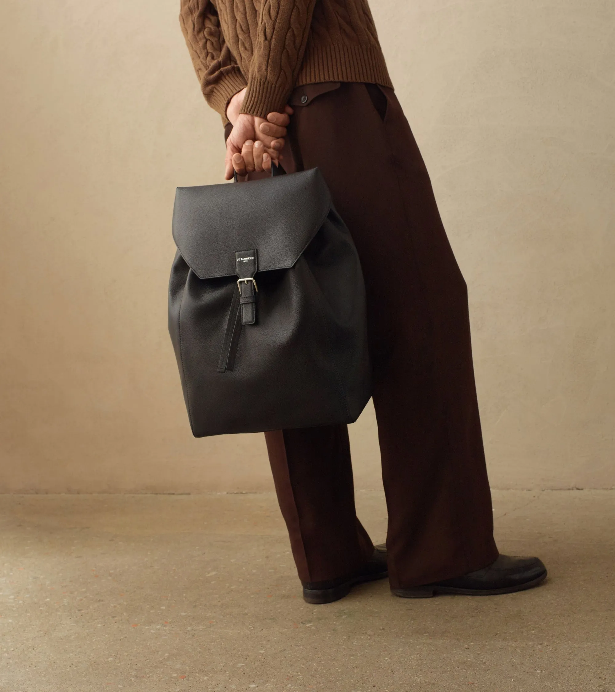 Emile backpack in grained leather with a flap sold by Le Tanneur product image thumbnail 2