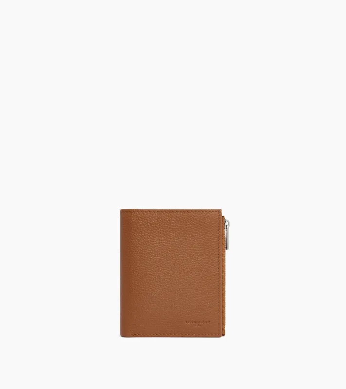 Charles medium zipped wallet in grained leather made by Le Tanneur