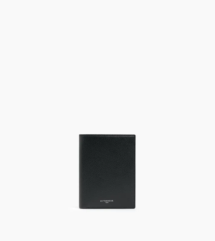 Emile zipped vertical wallet in grained leather made by Le Tanneur