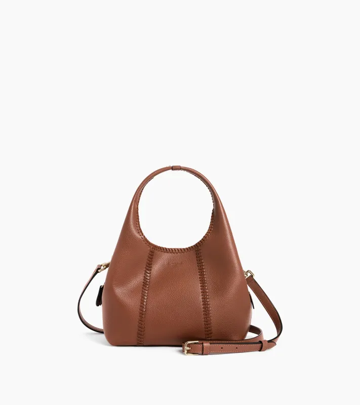 Juliette small handbag in grained leather with topstitching made by Le Tanneur