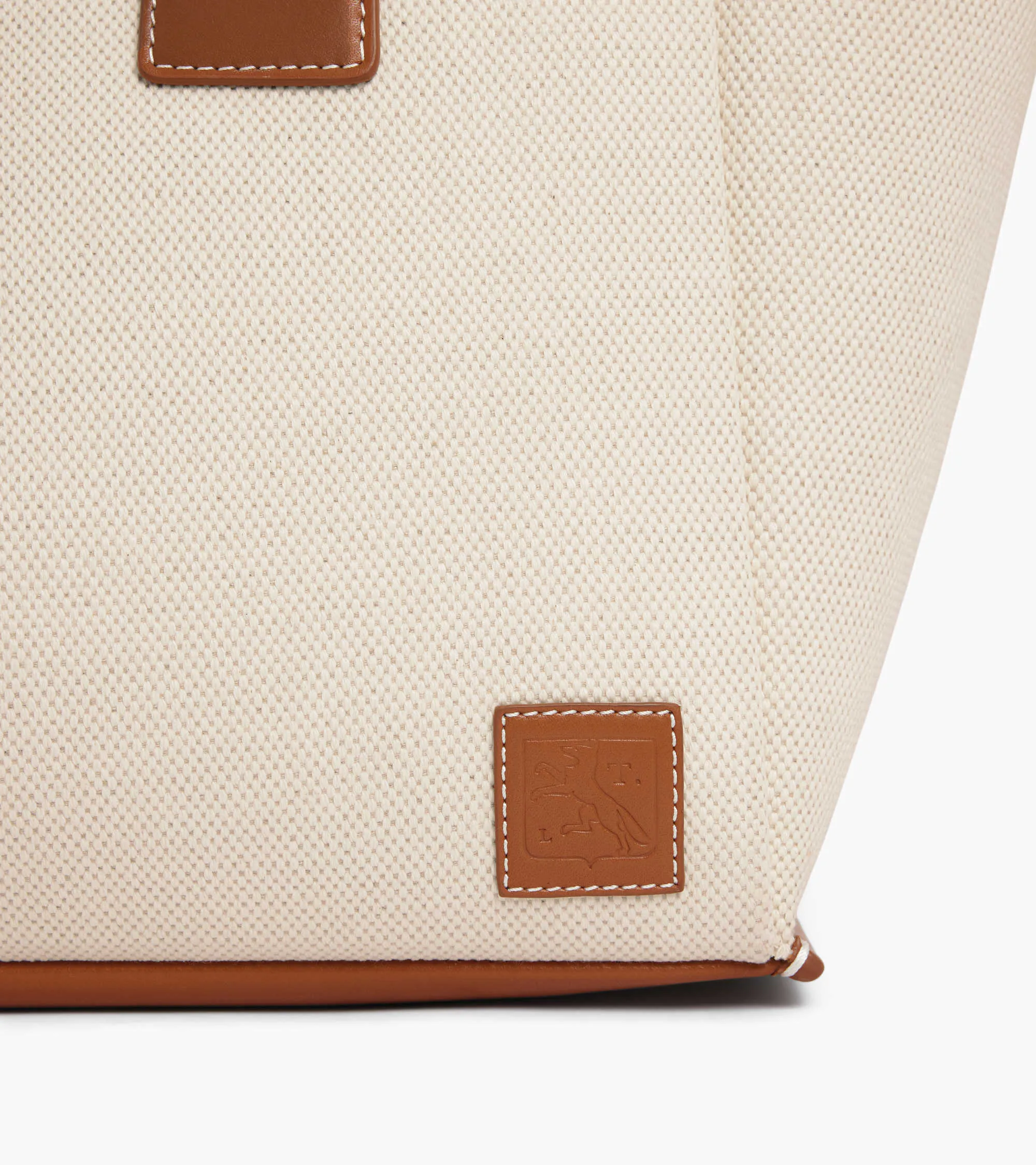 Elena large tote bag in cotton canvas and grained leather sold by Le Tanneur product image thumbnail 3