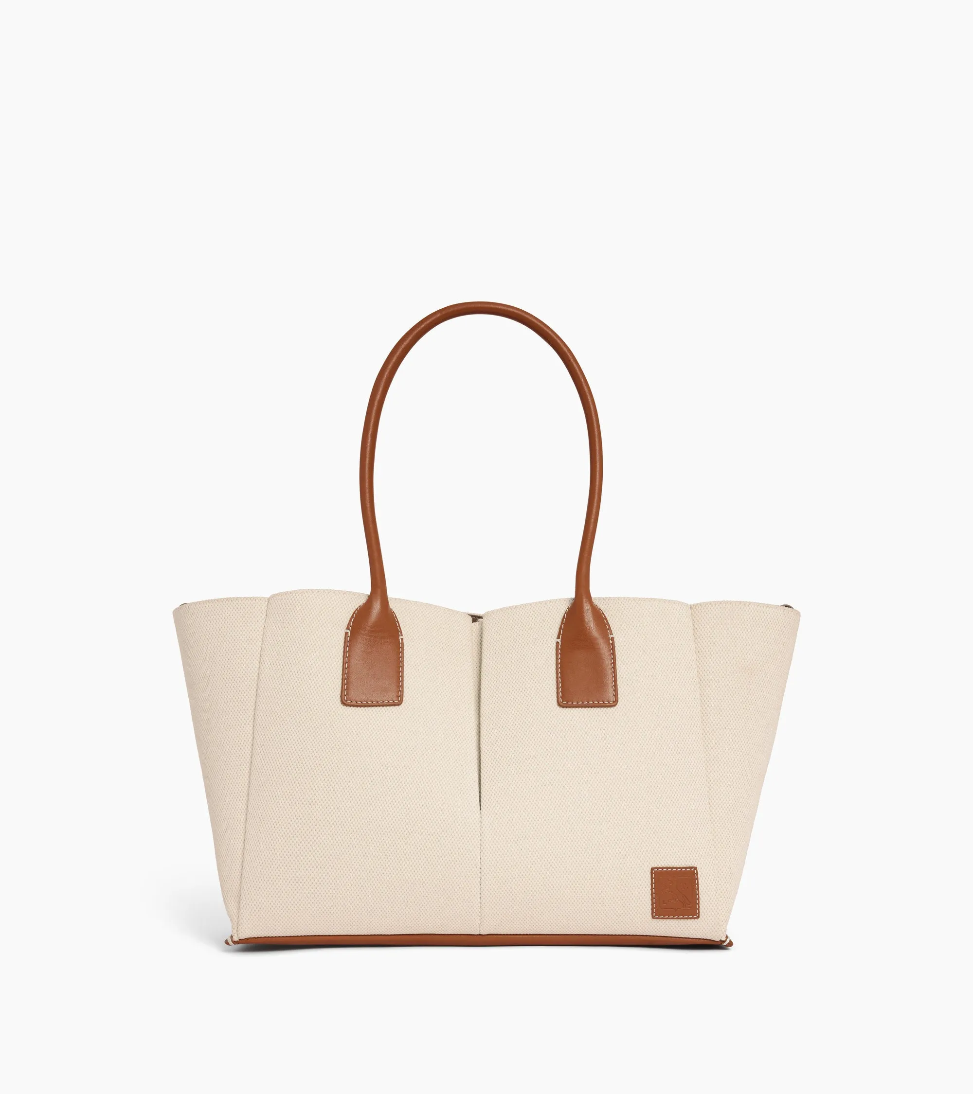 Elena large tote bag in cotton canvas and grained leather sold by Le Tanneur