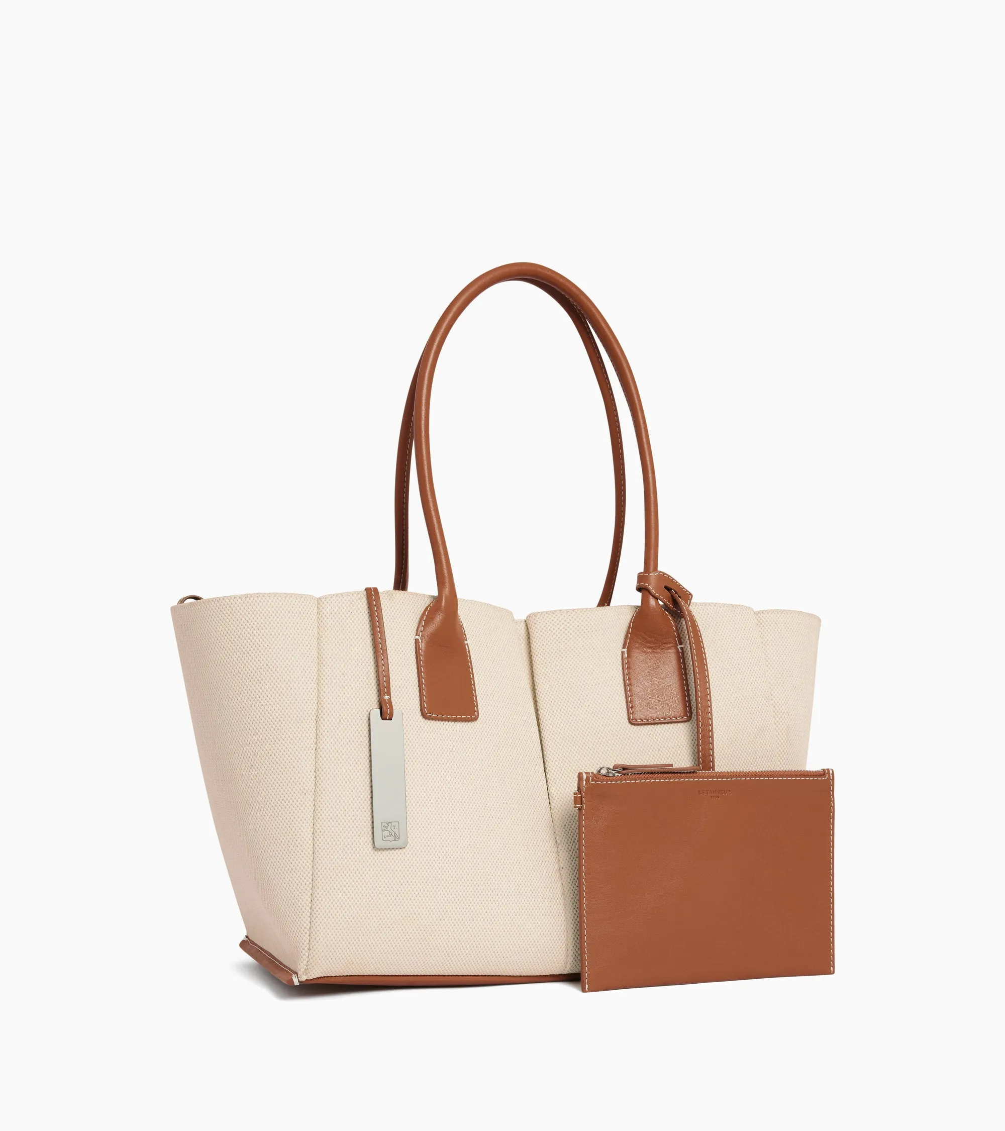 Elena large tote bag in cotton canvas and grained leather sold by Le Tanneur product image thumbnail 5