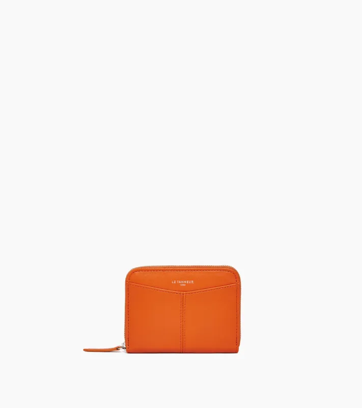 Zipped wallet with removable card holder Charlotte in smooth leather made by Le Tanneur