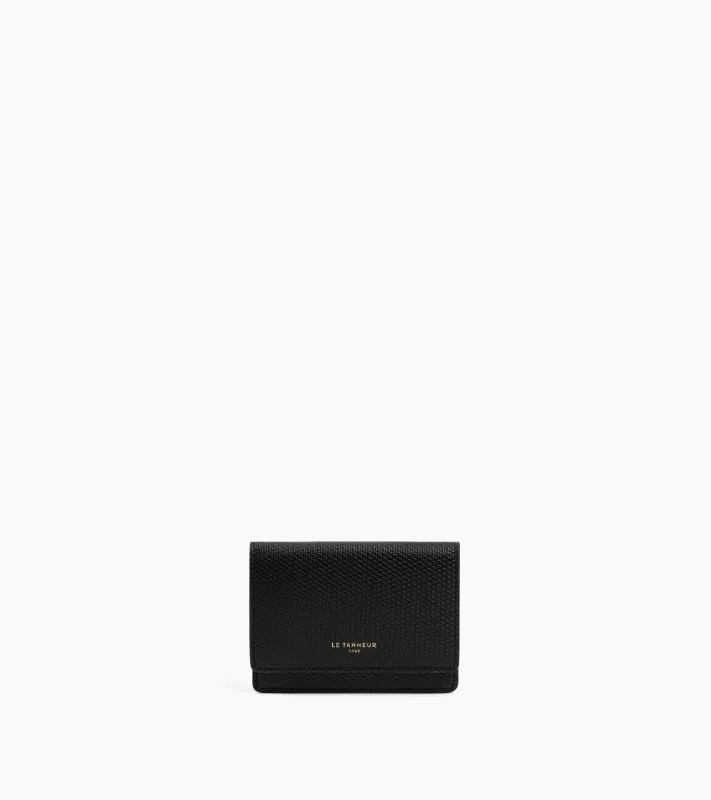 Emilie flap cardholder in T signature leather made by Le Tanneur