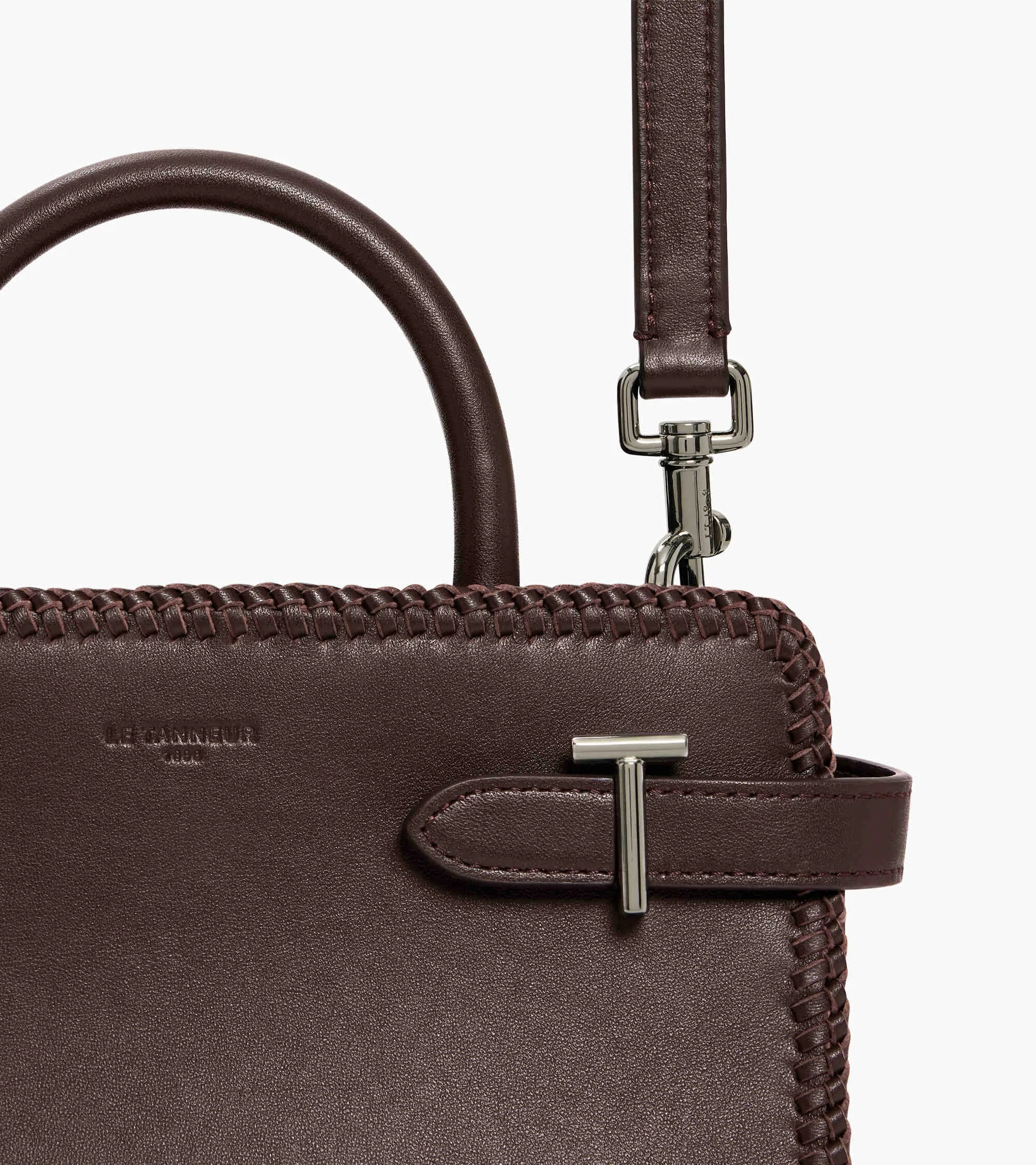 Emile small handbag with topstitching in smooth leather sold by Le Tanneur product image thumbnail 2