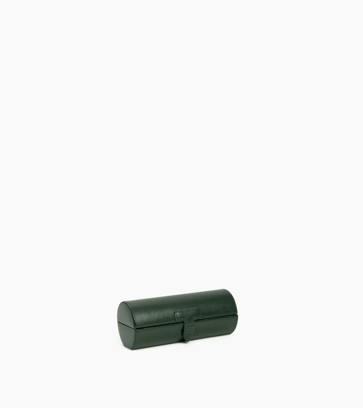 3 slot watch box in grained leather made by Le Tanneur