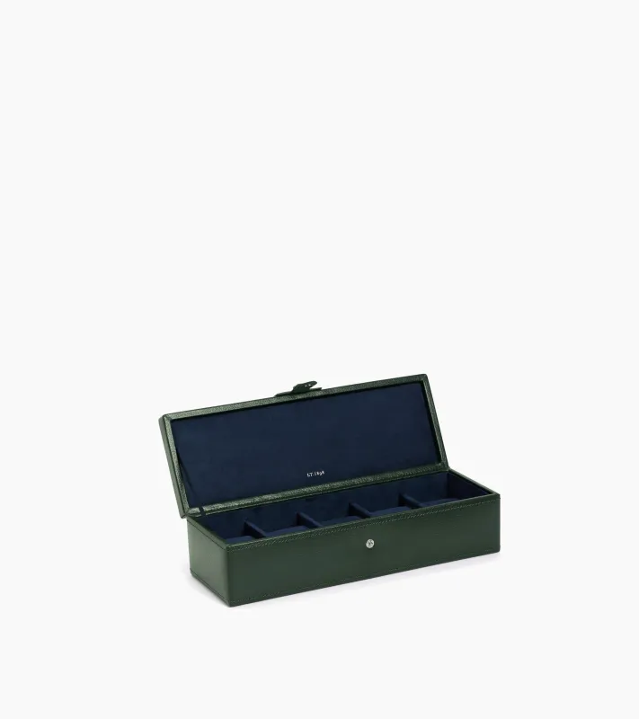 5 slot watch box in grained leather made by Le Tanneur
