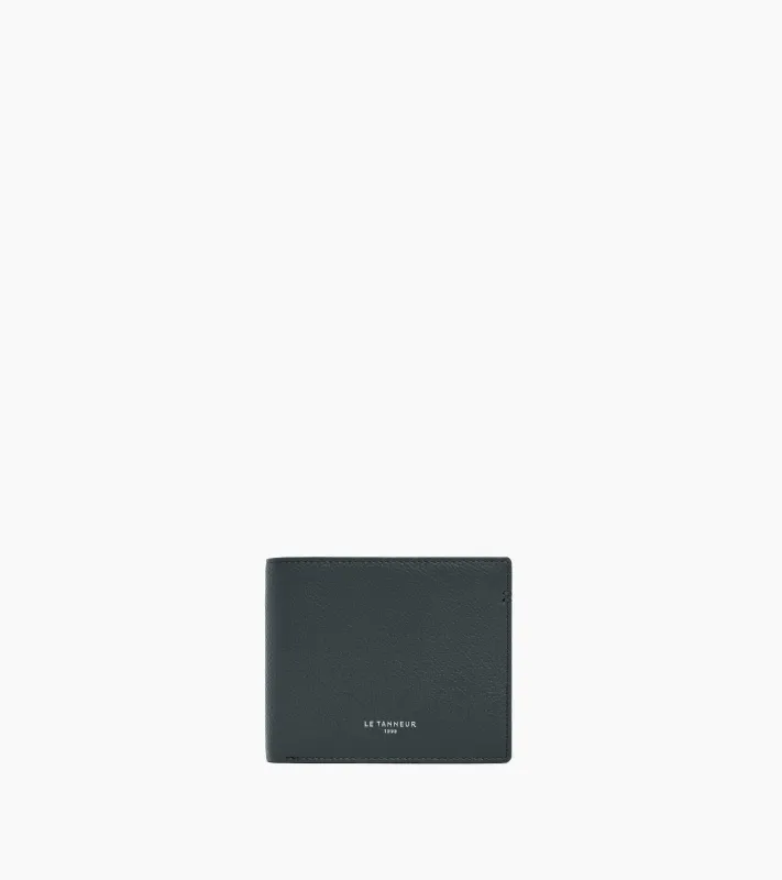 Lucien two-fold wallet with flap in grained leather made by Le Tanneur