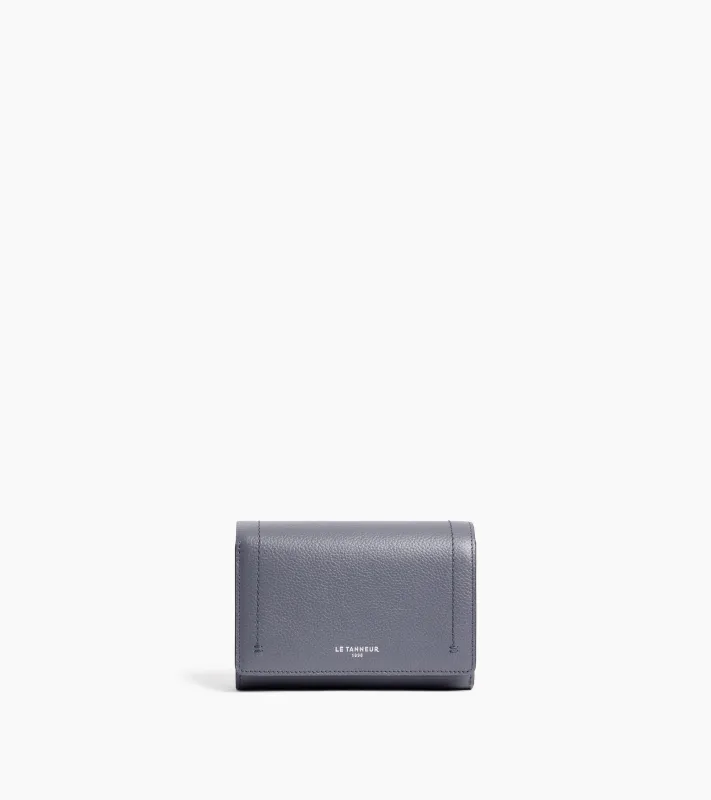 Louison medium wallet with flap in grained leather made by Le Tanneur