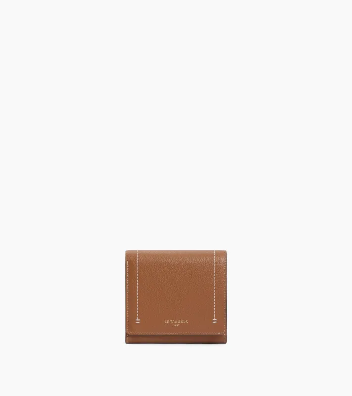 Louison small wallet with flap in grained leather made by Le Tanneur