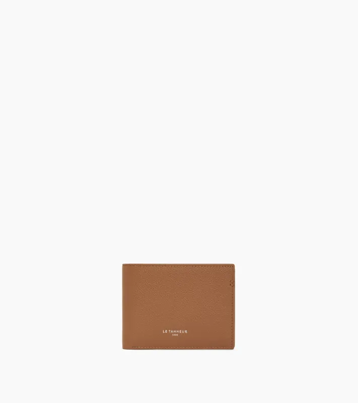 Lucien two-fold wallet with flap in grained leather made by Le Tanneur