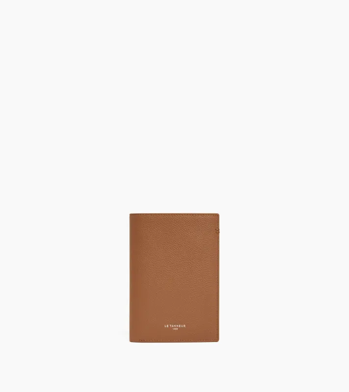 Lucien medium vertical two-fold zipped wallet in grained leather made by Le Tanneur