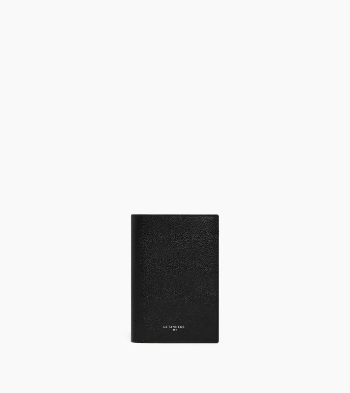 Lucien medium vertical two-fold zipped wallet in grained leather made by Le Tanneur