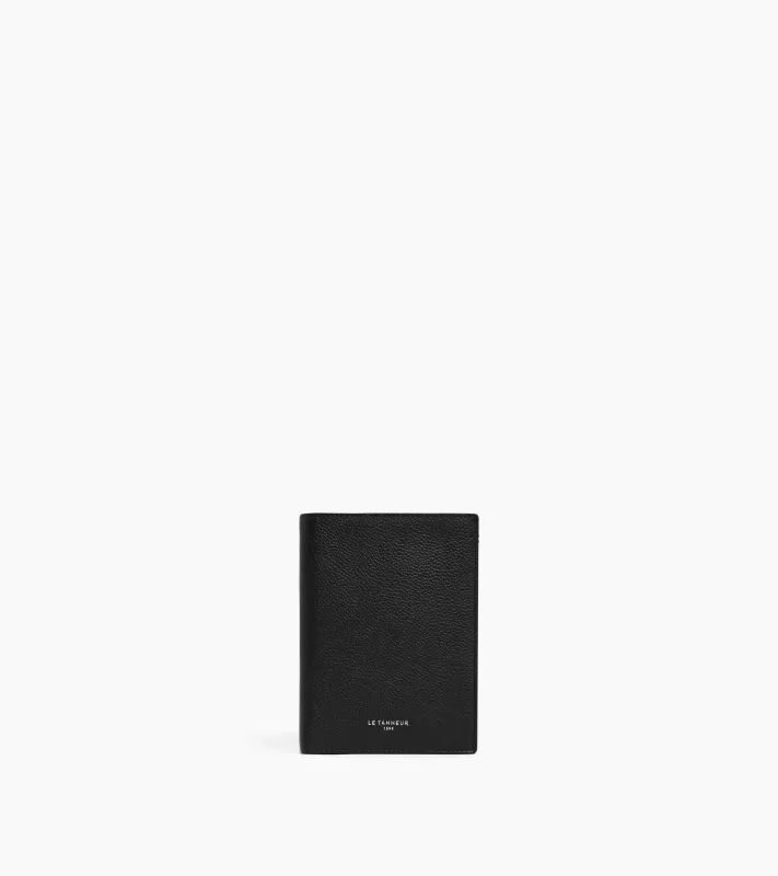 Lucien large vertical zipped wallet in grained leather made by Le Tanneur