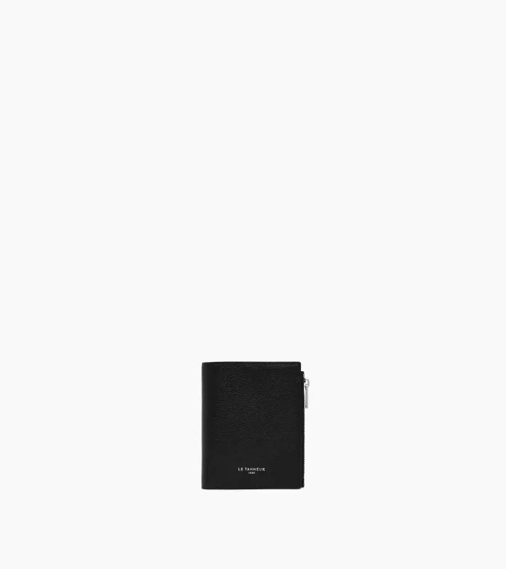 Lucien small vertical zipped wallet in grained leather made by Le Tanneur