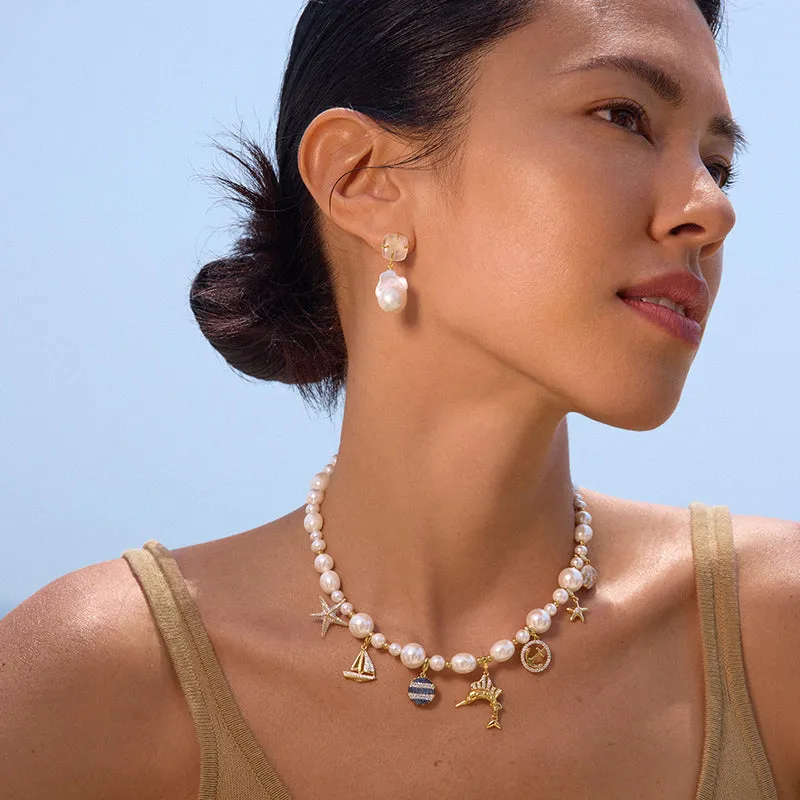 Quartz Pearl Earrings sold by Hefang product image thumbnail 3