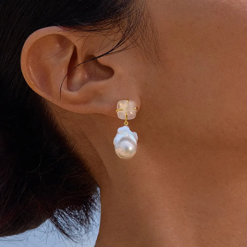 Quartz Pearl Earrings sold by Hefang product image thumbnail 2