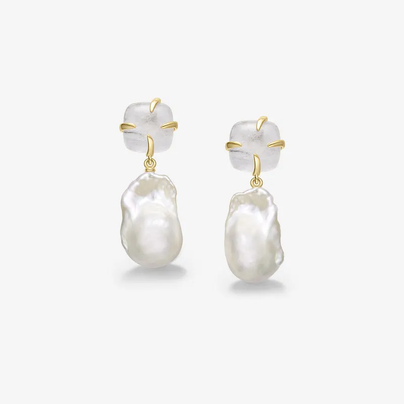 Quartz Pearl Earrings sold by Hefang