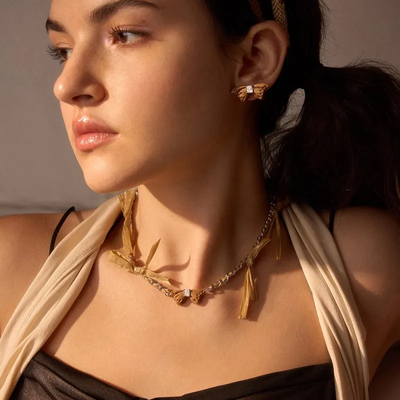 Ribbon Leaf Butterfly Necklace sold by Hefang product image thumbnail 4