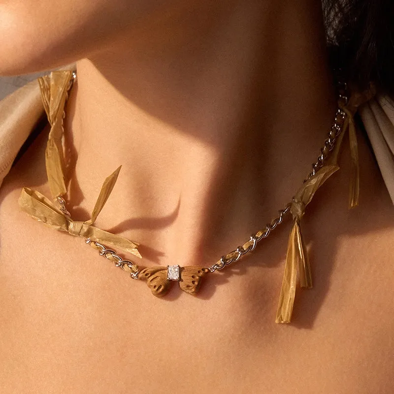 Ribbon Leaf Butterfly Necklace sold by Hefang product image thumbnail 2