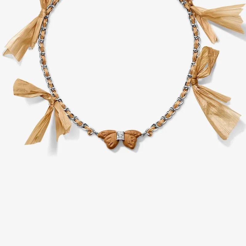 Ribbon Leaf Butterfly Necklace sold by Hefang
