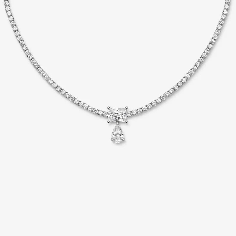 Pear Cut Tennis Necklace made by Hefang