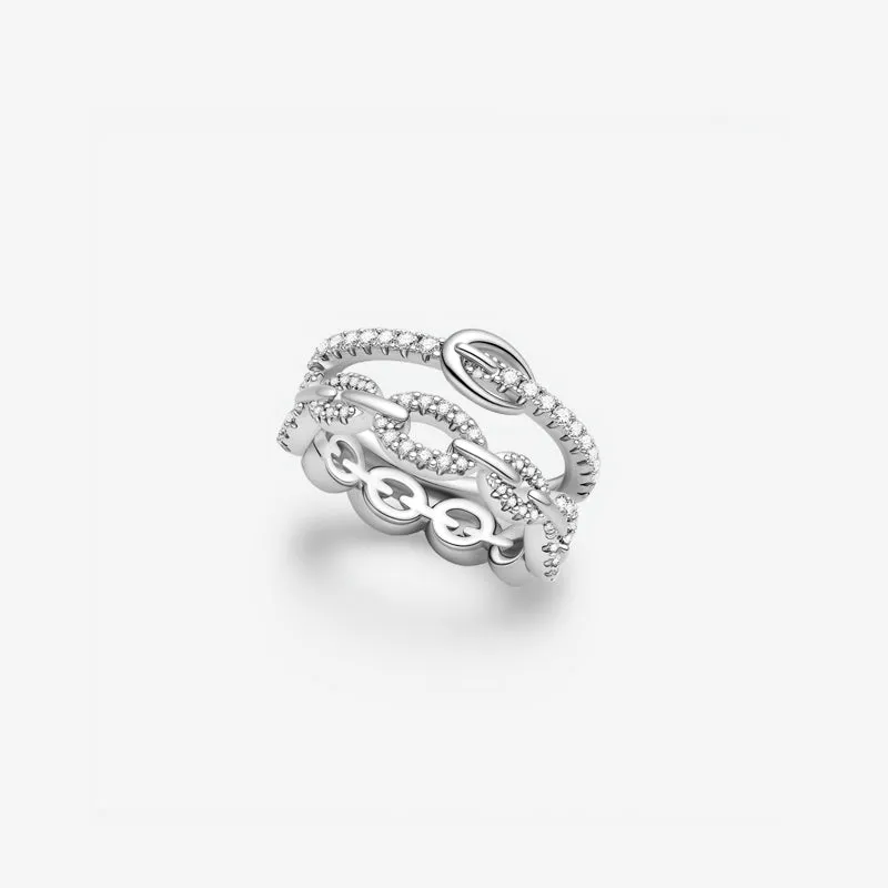 Buckle Chain Layered Ring made by Hefang