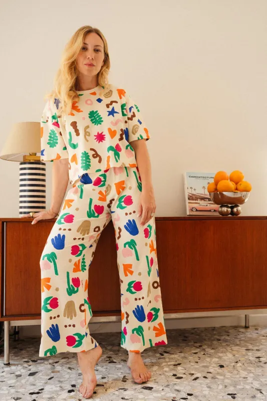 Long Organic Cotton Waffle Pajamas - Mini Souk made by We Are Jolies