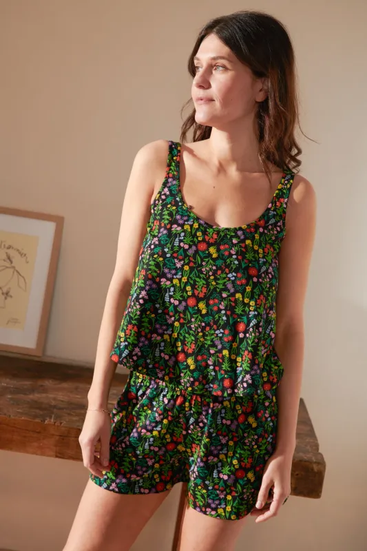 Organic Cotton Tank Top Pyjamas - Pampa Black made by We Are Jolies