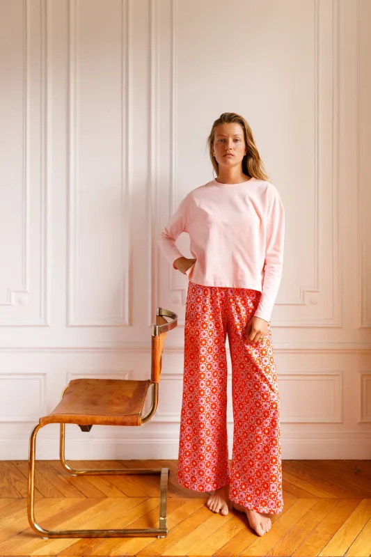 Organic Cotton Long Sleeve Pajamas - Damier Flowers made by We Are Jolies