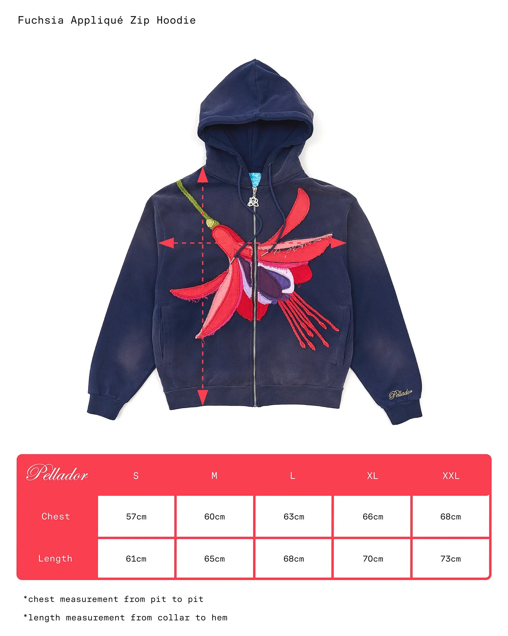 Fuchsia Appliqué Zip Hoodie - Navy sold by Pellador product image thumbnail 3