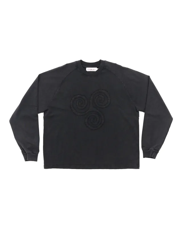Triskele Appliqué L/S - Washed Black sold by Pellador