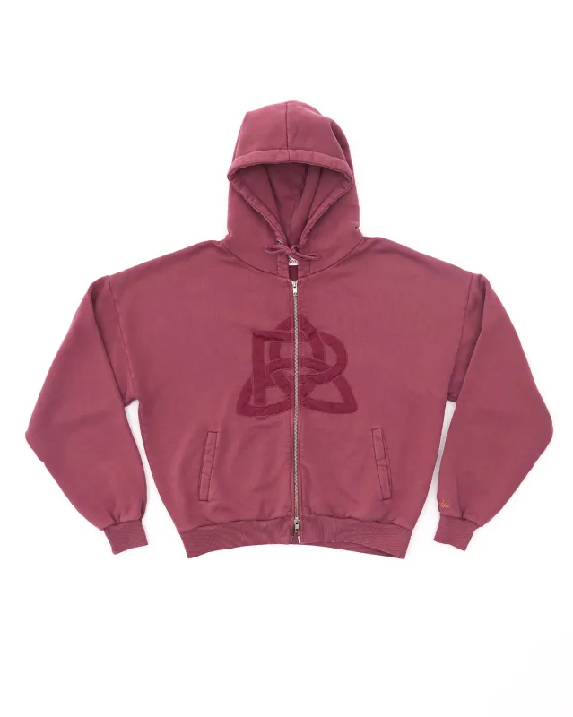 Logo Appliqué Zip Hoodie - Pink sold by Pellador