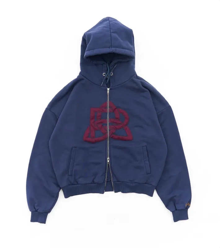 Logo Appliqué Zip Hoodie - Navy sold by Pellador